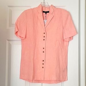 NWT Lafayette 148 Rich Coral linen shirt, size XS